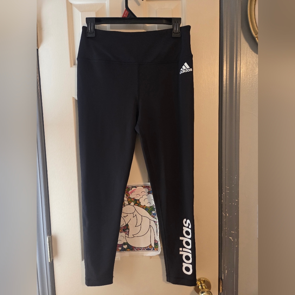 Adidas Black Leggings with White Logo